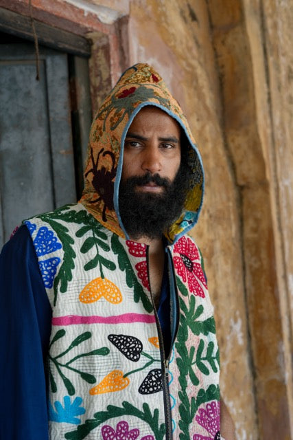 Suzani Kantha Hoodie Vest I