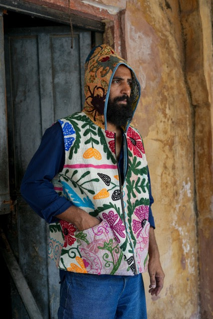 Suzani Kantha Hoodie Vest I