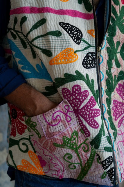 Suzani Kantha Hoodie Vest I