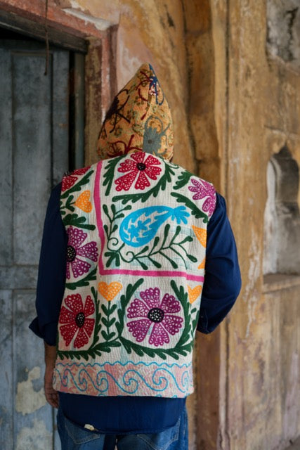 Suzani Kantha Hoodie Vest I