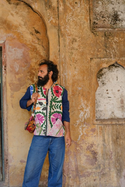 Suzani Kantha Hoodie Vest I