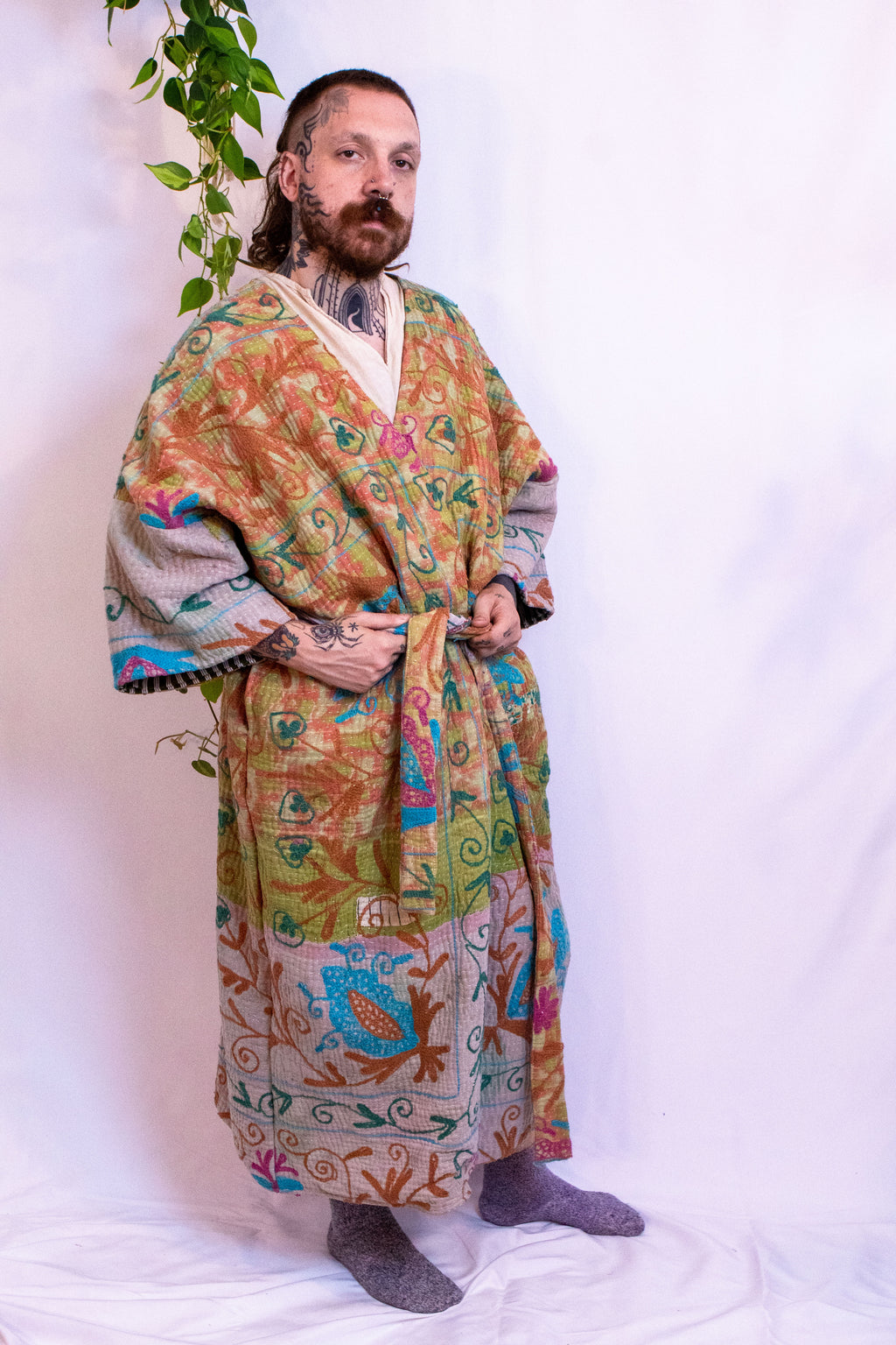 Suzani Kantha Oversized Kaftan Robe IX
