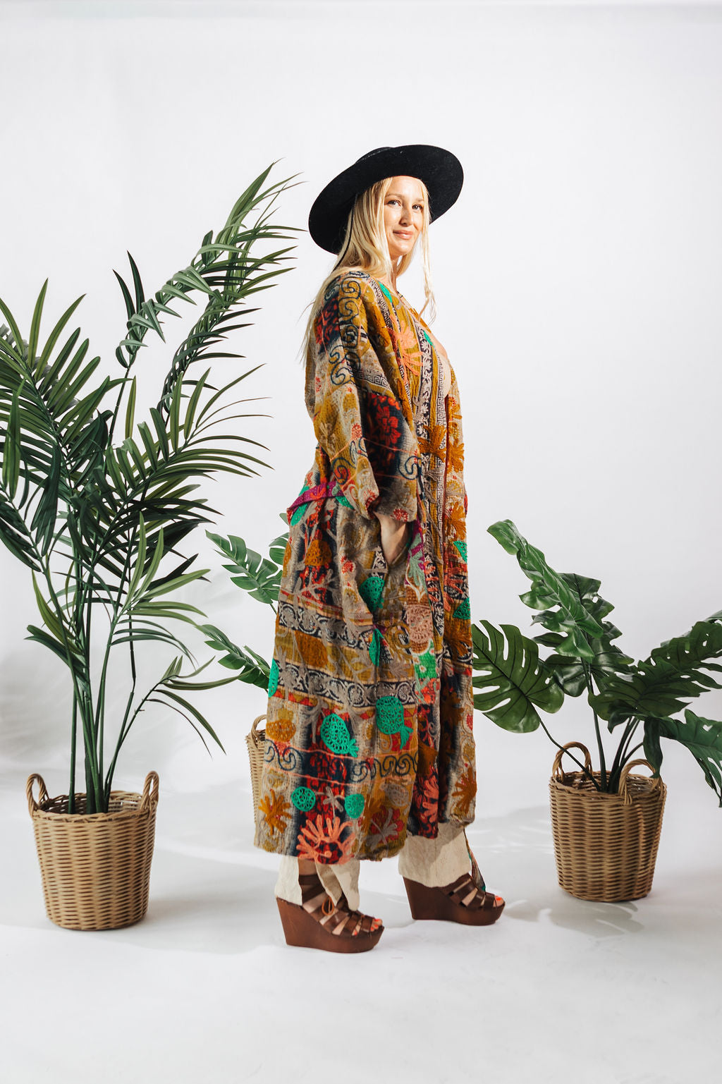 Suzani Kantha Oversized Kaftan Robe X