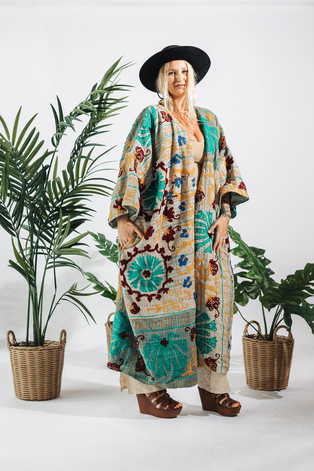 Suzani Kantha Oversized Kaftan Robe VIII