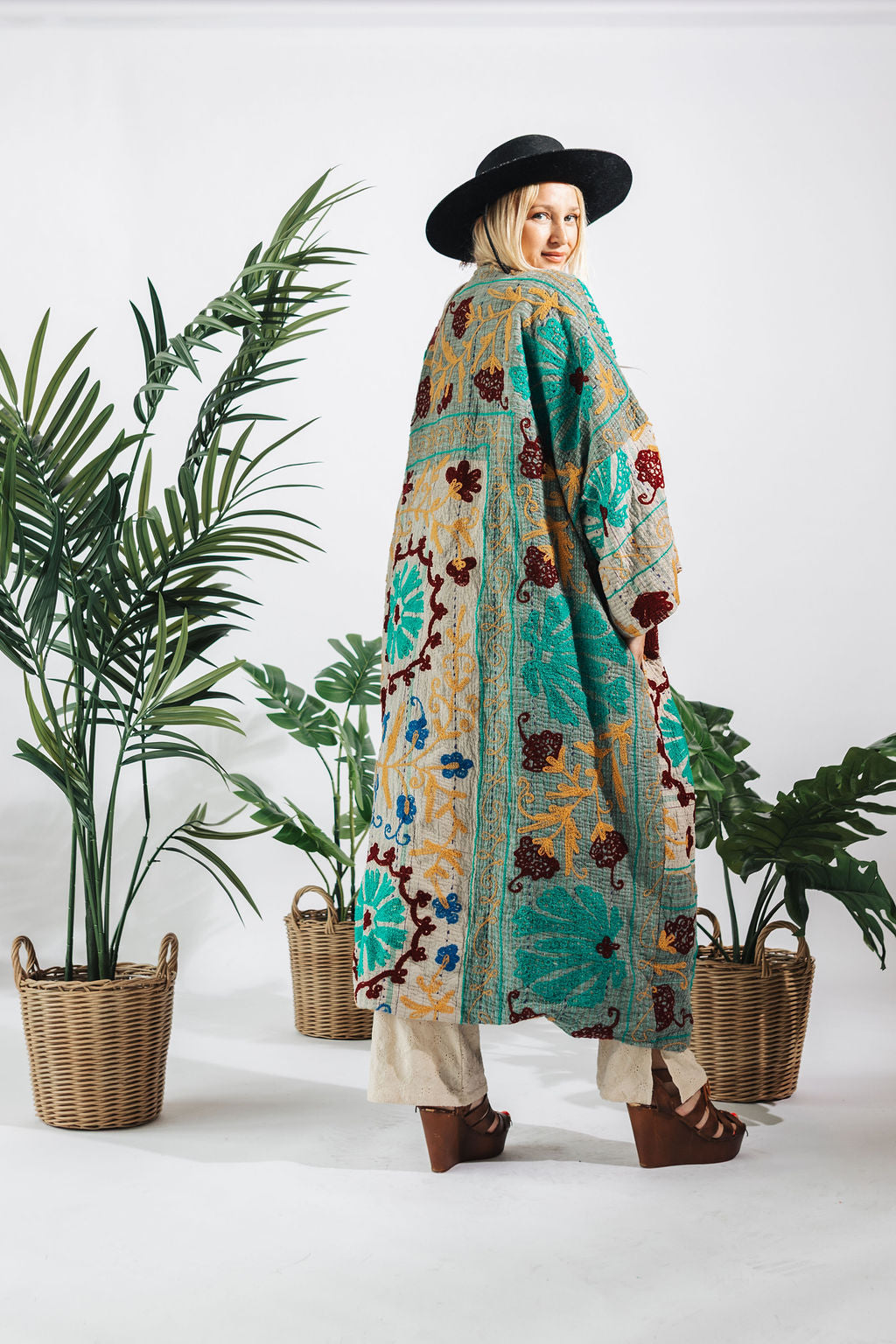 Suzani Kantha Oversized Kaftan Robe VIII